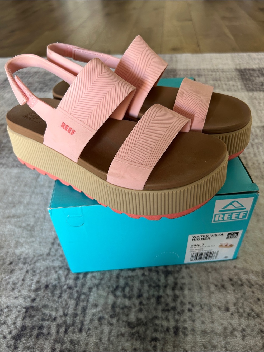REEF Water Vista Higher Pink Platform Slingback Sandals